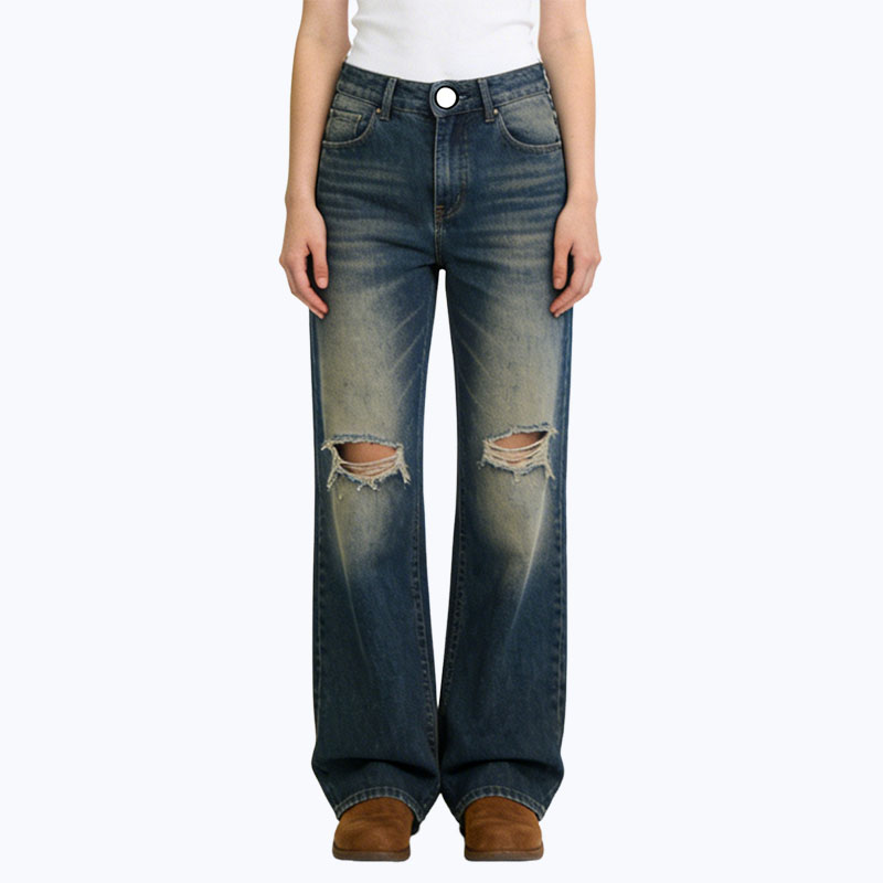 trendy-faded-high-waist-womens-straight-leg-jeans