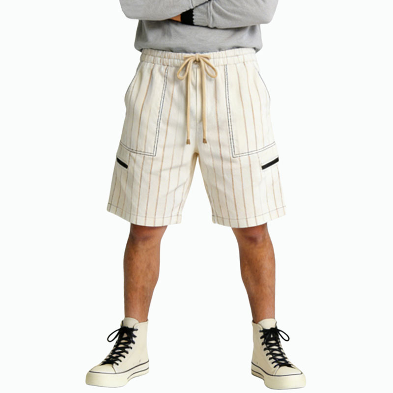 mens-summer-retro-striped-drawstring-shorts