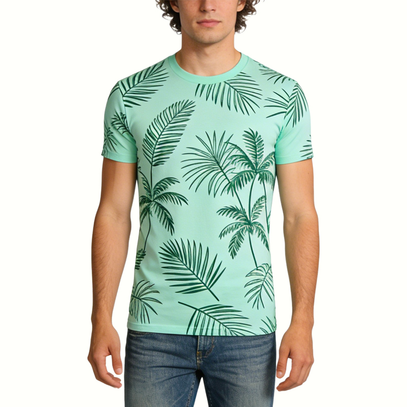 mens-palm-tree-print-crew-neck-t-shirts
