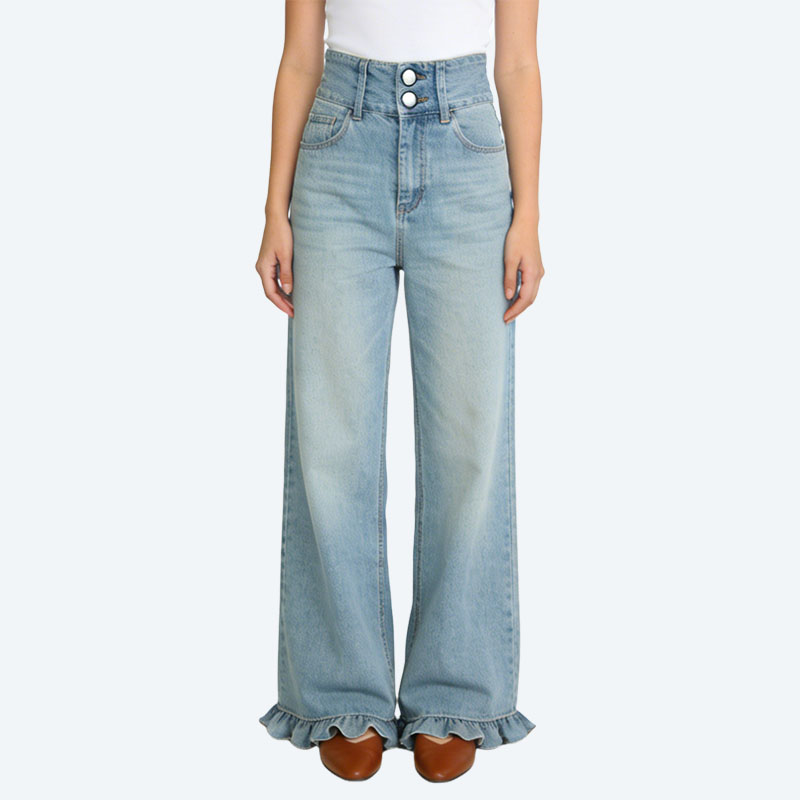 ruffle-hem-sweet-casual-pull-on-jeans